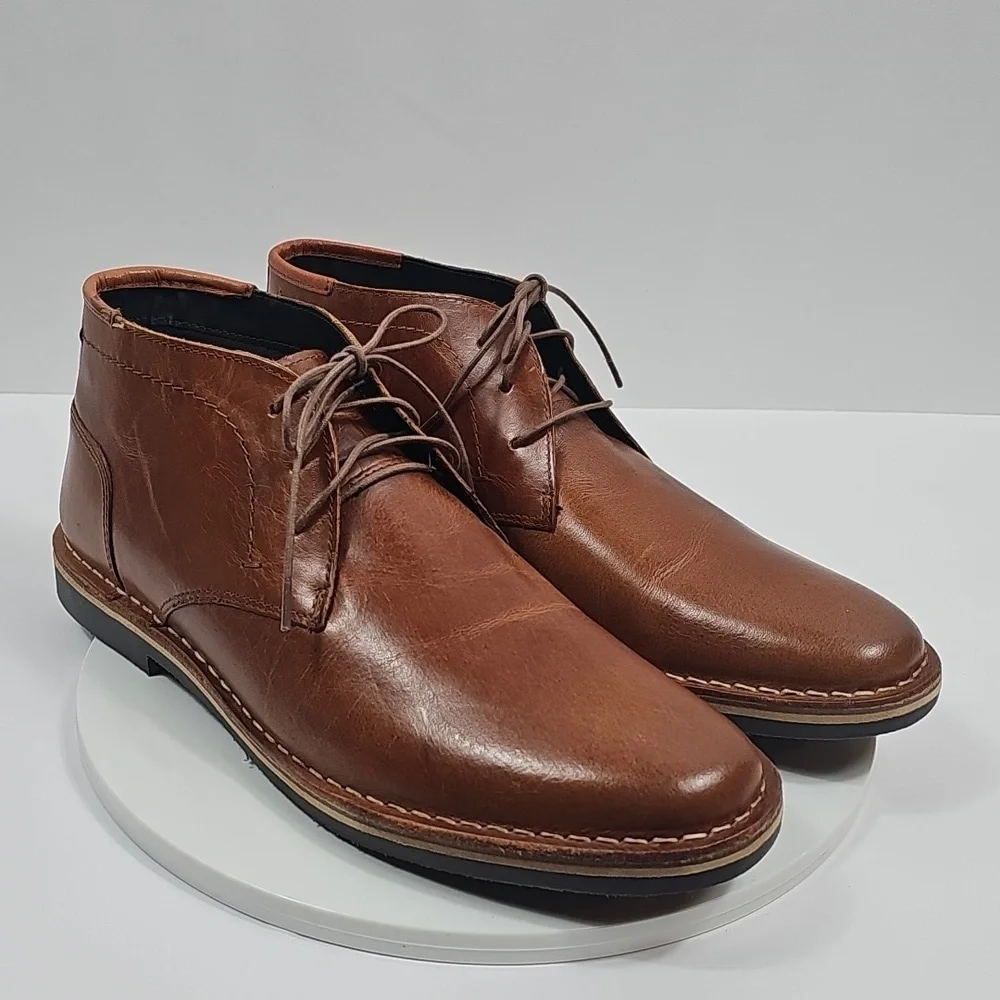 NIB Steve Madden Mens Harken Brown Leather Chukka Boots Size 11.5 Lace Up